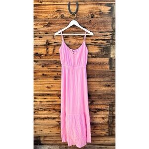 ABERCROMBIE & FITCH | Pink Tie-Strap Corset Button Midi Dress S